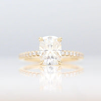 Ready to Ship Ring Colorless Moissanite / 14k Yellow Gold / 2ct The Paris Hidden Halo Ring in Yellow Gold with 2ct Moissanite