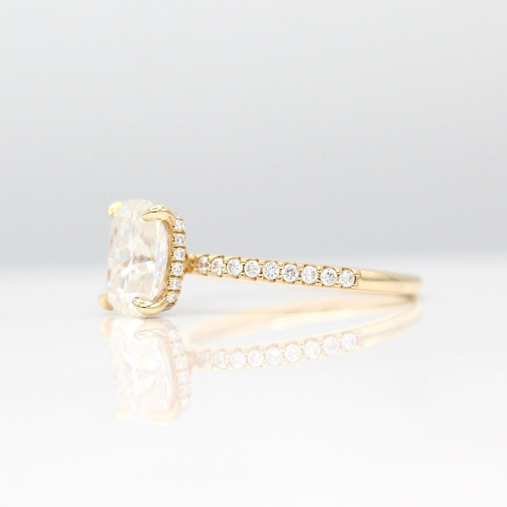 Ready to Ship Ring Colorless Moissanite / 14k Yellow Gold / 2ct The Paris Hidden Halo Ring in Yellow Gold with 2ct Moissanite