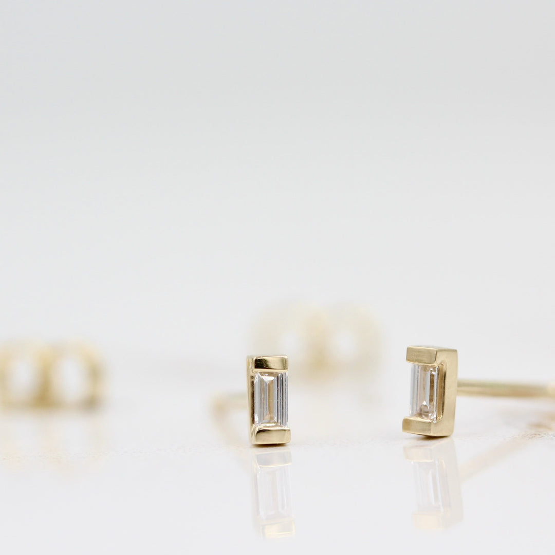 Earrings 14k Yellow Gold Petite Baguette Earrings in Yellow Gold