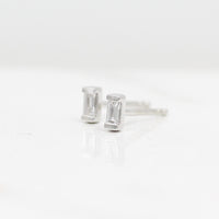 Earrings 14k White Gold Petite Baguette Earrings in White Gold