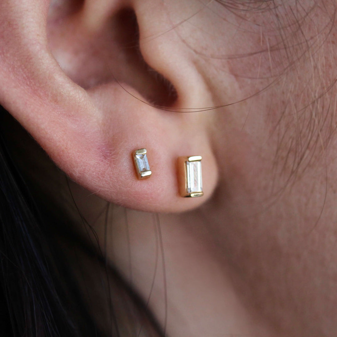 14k Gold Baguette Diamond Earrings Yellow Gold The Baguette