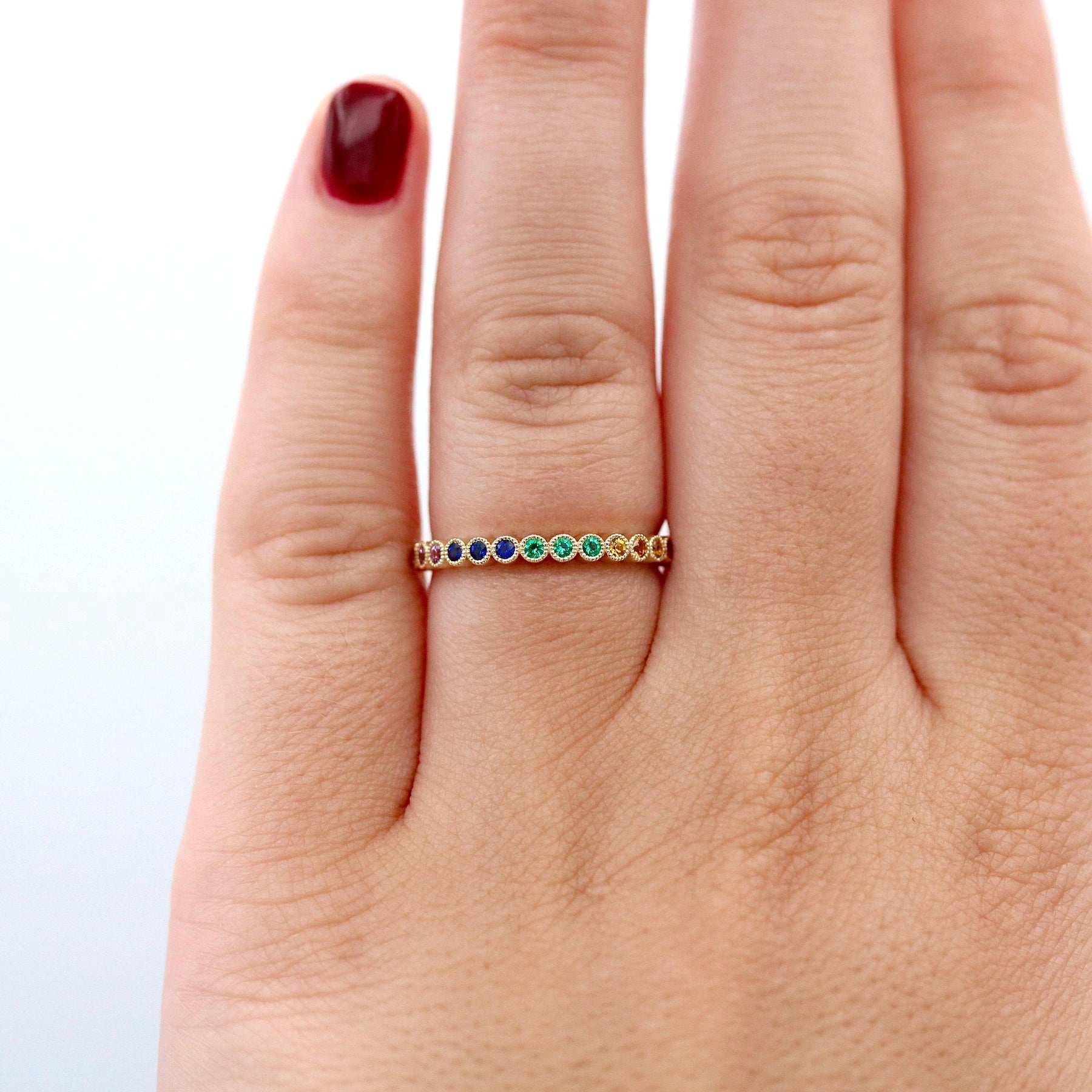 Ppride Ring Rainbow Pride Ring | Created Gemstone Ring | Taylor Custom Rings