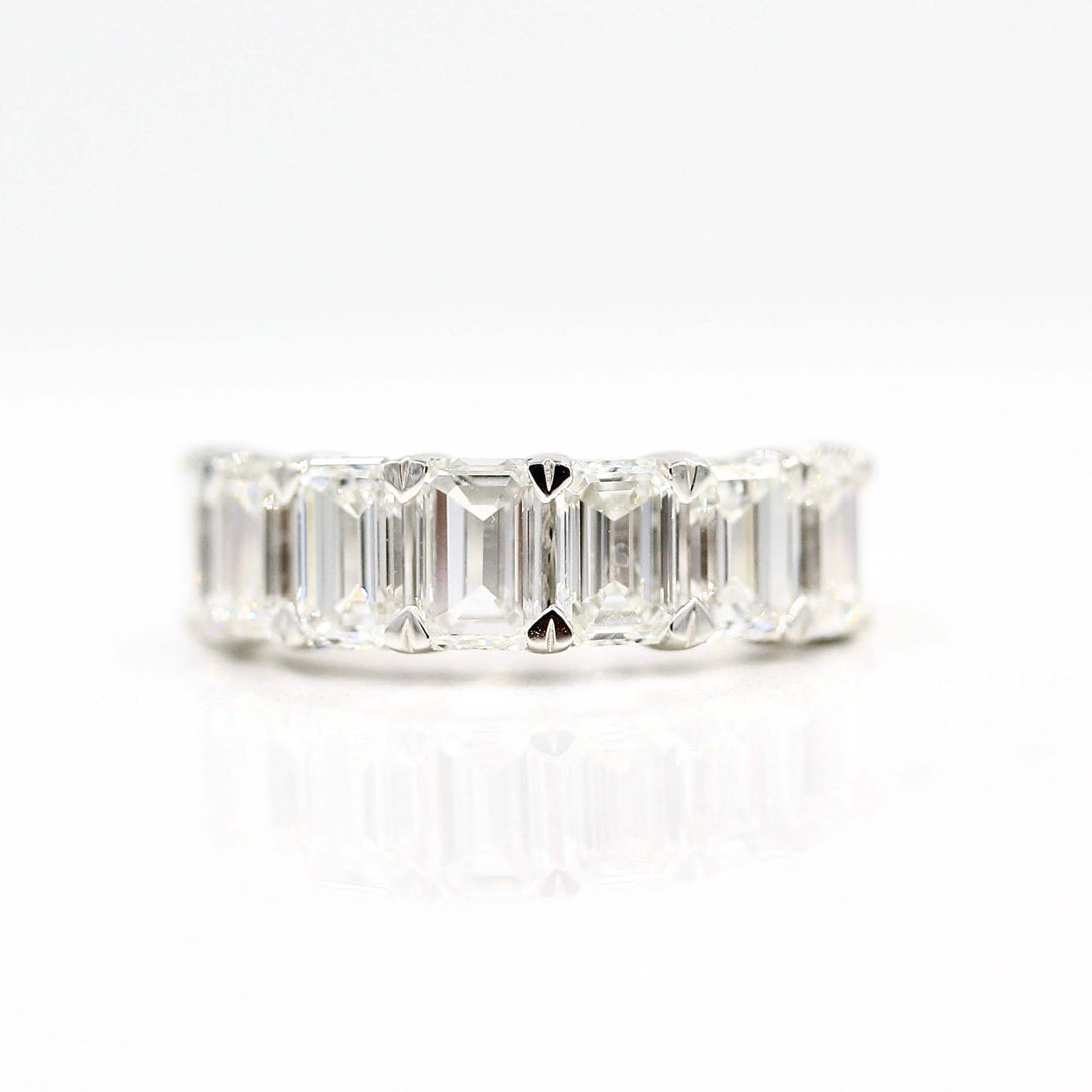 The Rebecca wedding band in white gold against a white background