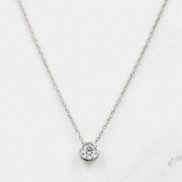 Necklace 14k White Gold / 1/4ct 1/4ct Diamond Bezel Necklace in White Gold