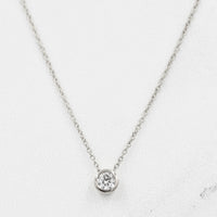 Necklace 14k White Gold / 1/4ct 1/4ct Diamond Bezel Necklace in White Gold
