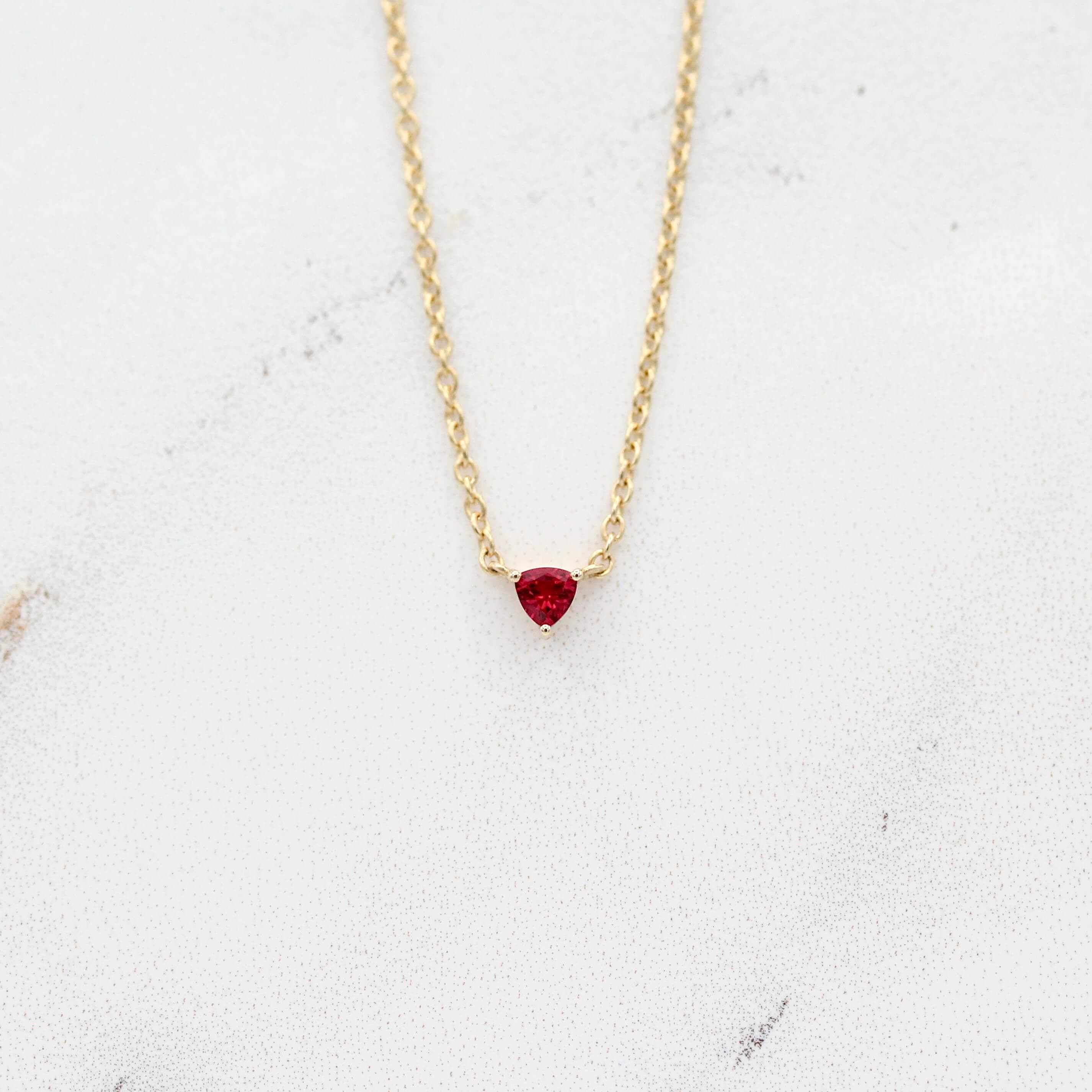 The July Trillion Birthstone Necklace with Ruby | Ethical Jewelry