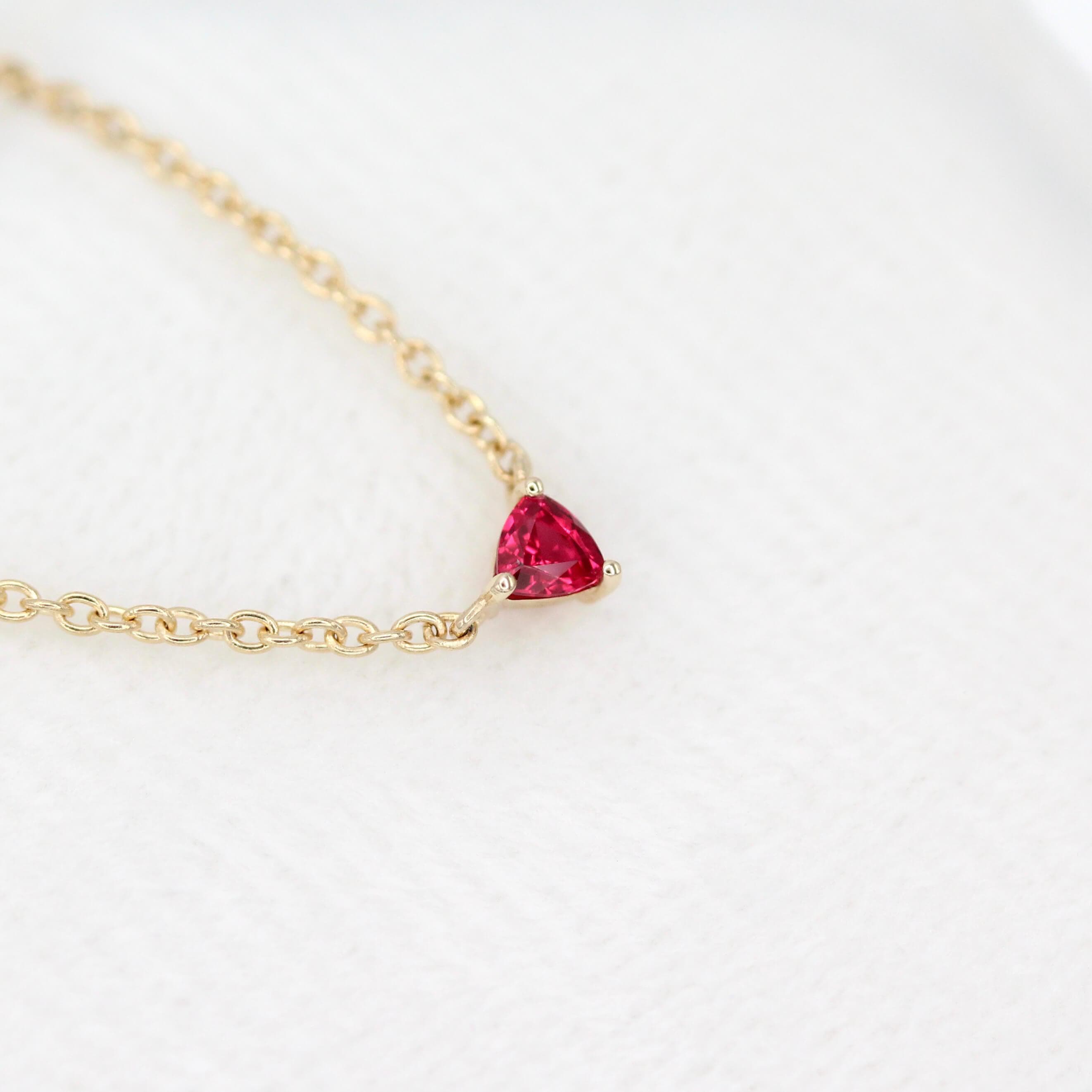 The July Trillion Birthstone Necklace with Ruby | Ethical Jewelry