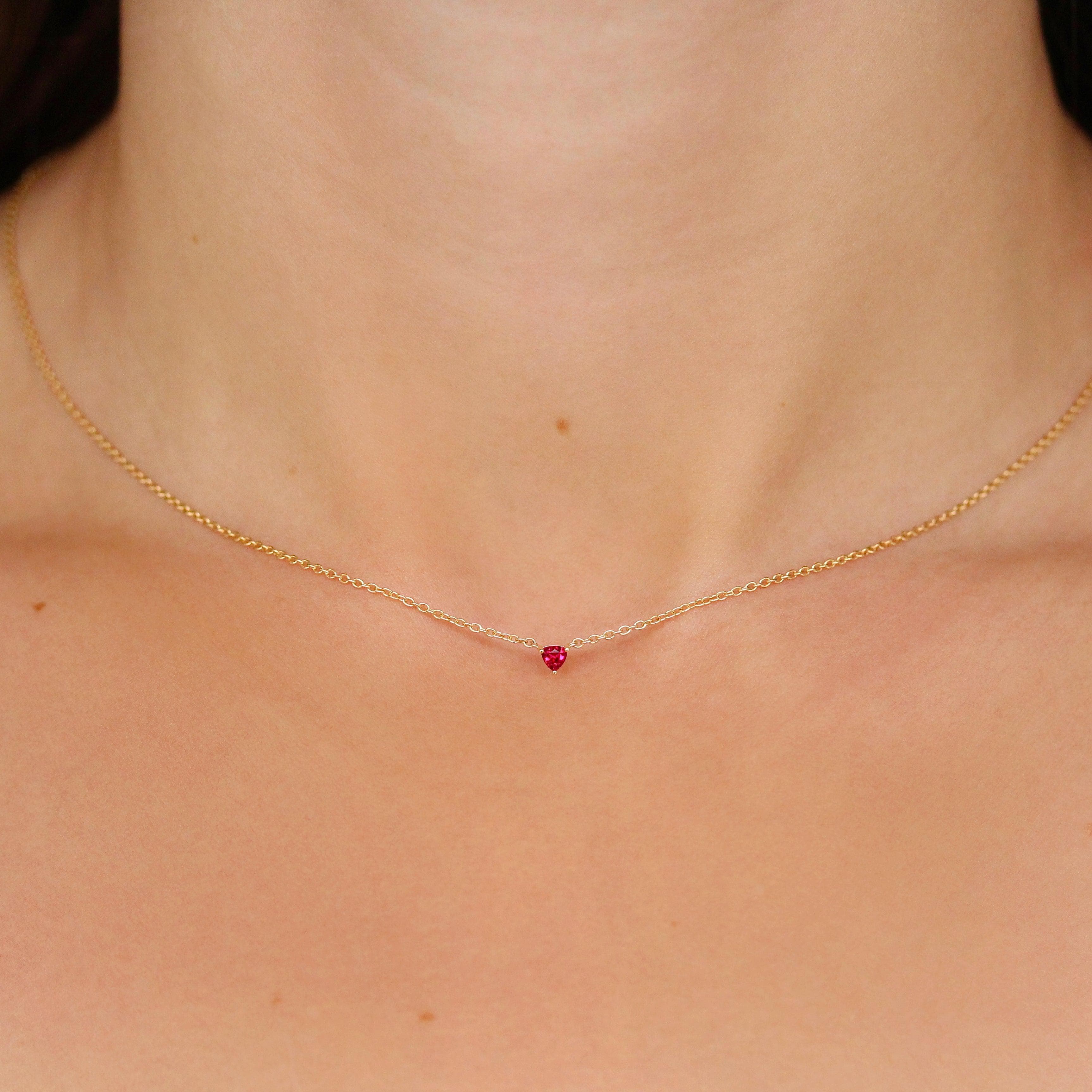 The July Trillion Birthstone Necklace with Ruby | Ethical Jewelry