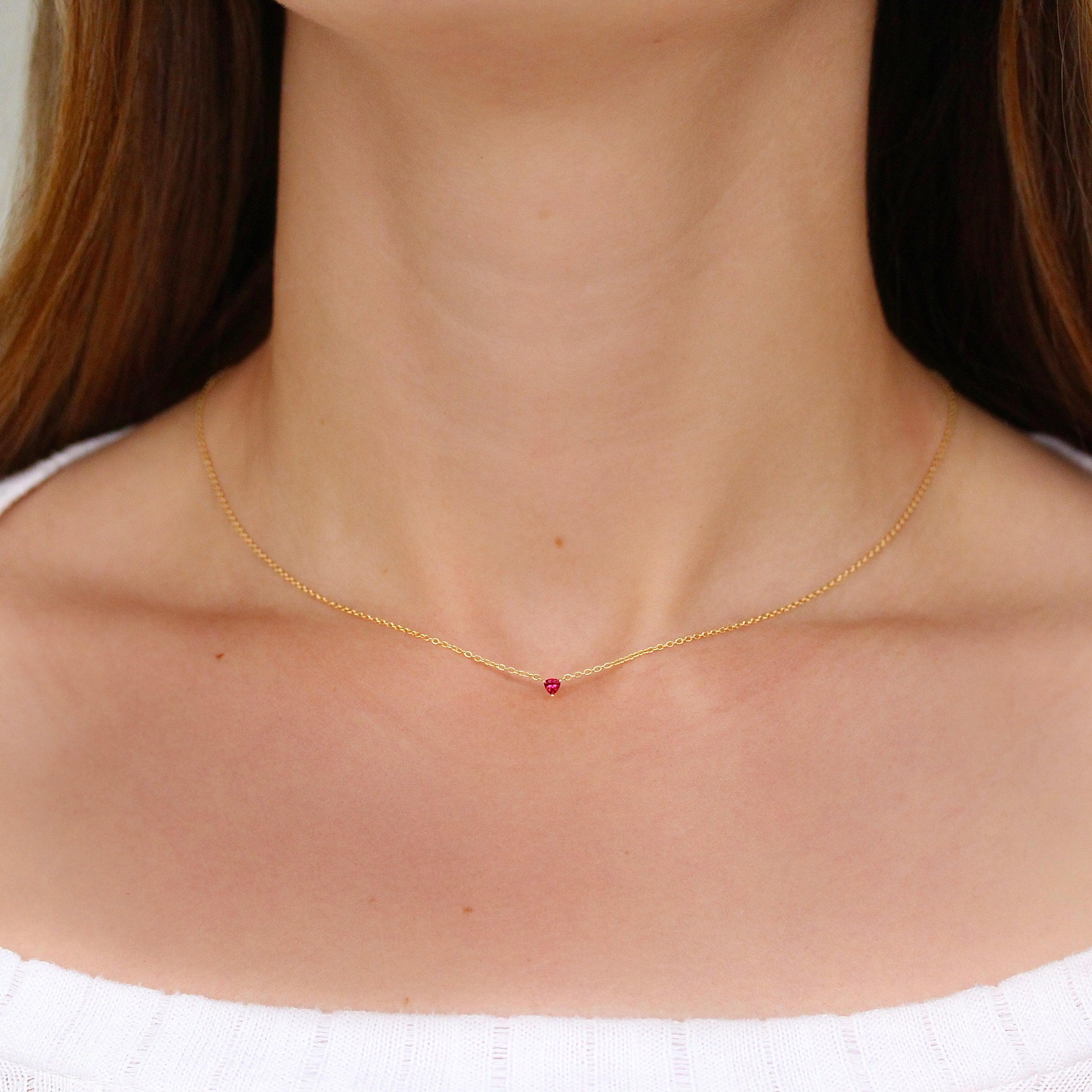 The July Trillion Birthstone Necklace with Ruby | Ethical Jewelry
