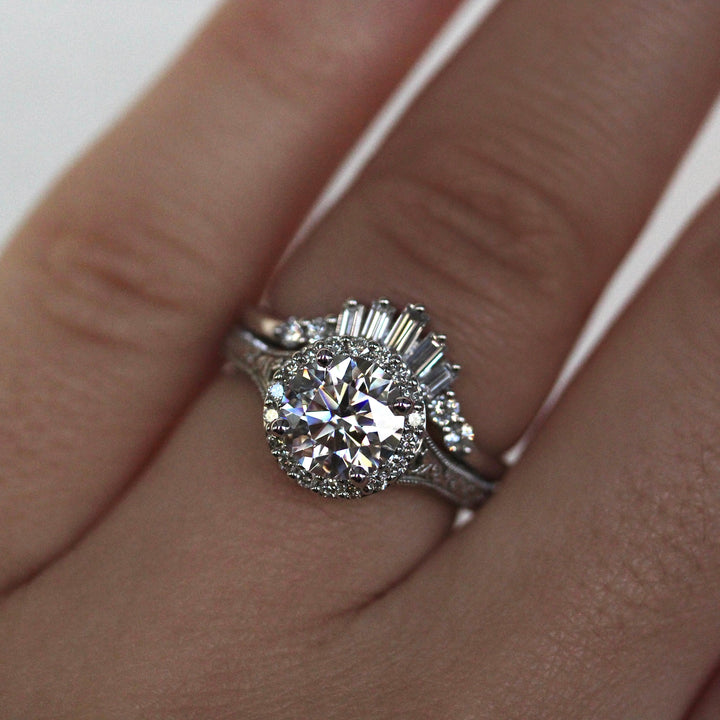 Ready to Ship Ring Colorless Moissanite / 14k White Gold / 1.5ct The Sabrina Ring (Round) in White Gold with 1.5ct Moissanite