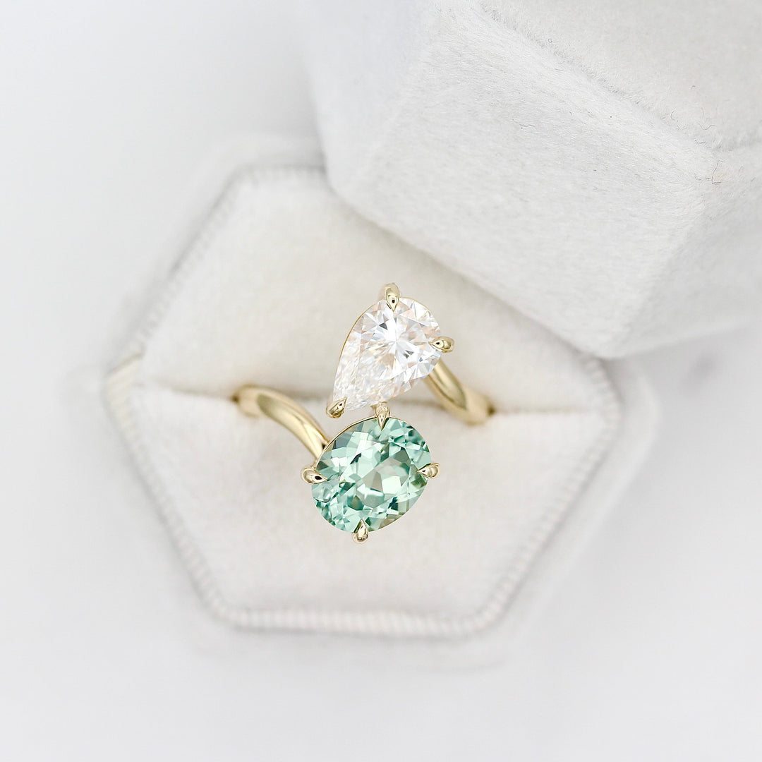 Toi Et Moi Sage Green Sapphire Bypass Ring