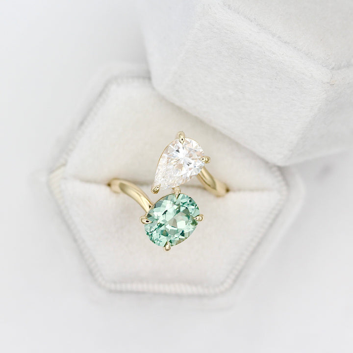 Toi Et Moi Sage Green Sapphire Bypass Ring
