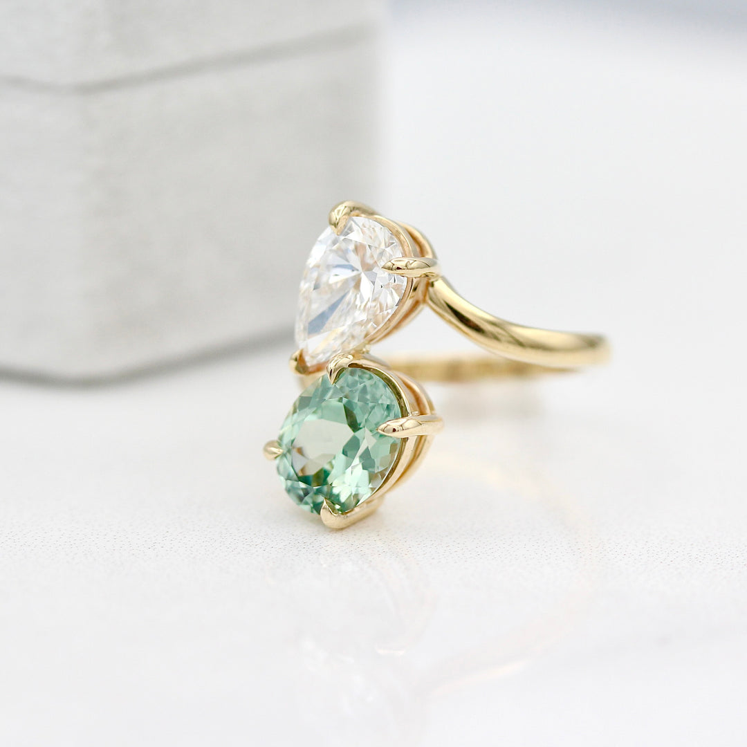 Toi Et Moi Sage Green Sapphire Bypass Ring