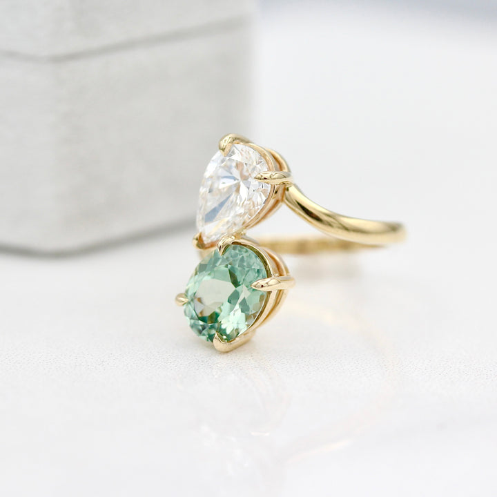 Toi Et Moi Sage Green Sapphire Bypass Ring