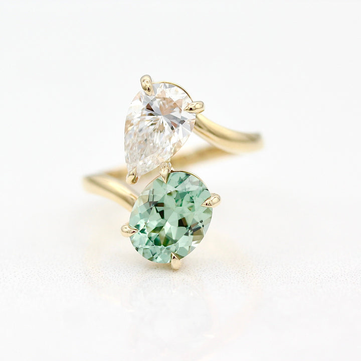 Toi Et Moi Sage Green Sapphire Bypass Ring