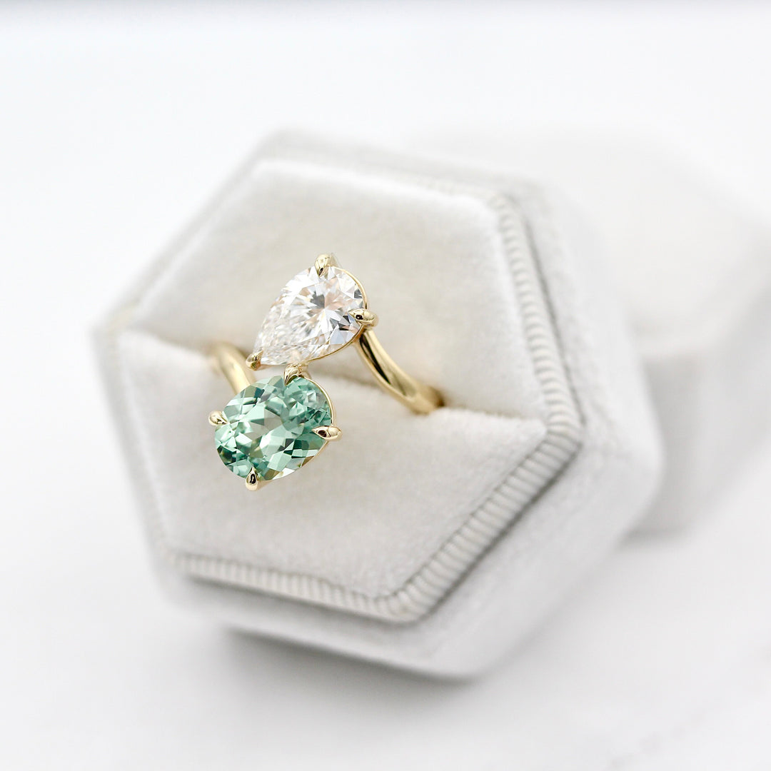 Toi Et Moi Sage Green Sapphire Bypass Ring