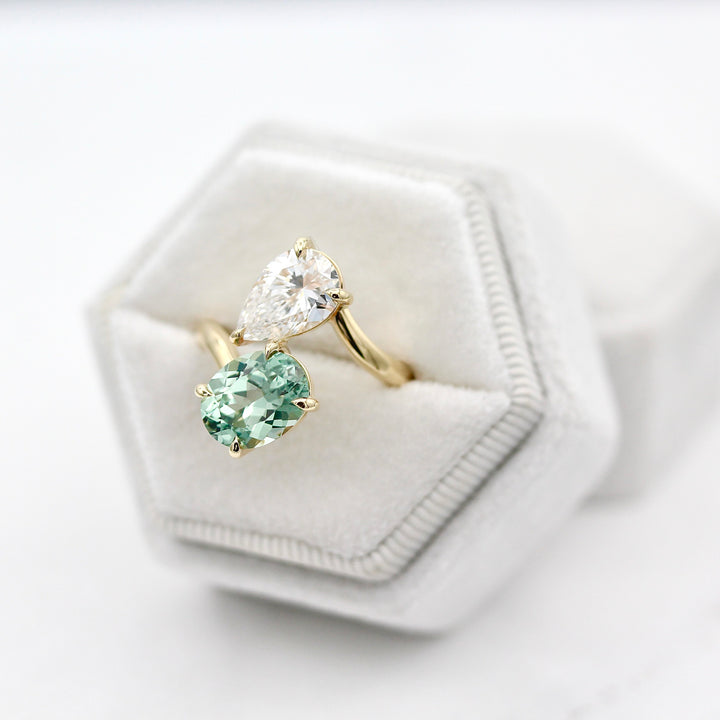 Toi Et Moi Sage Green Sapphire Bypass Ring