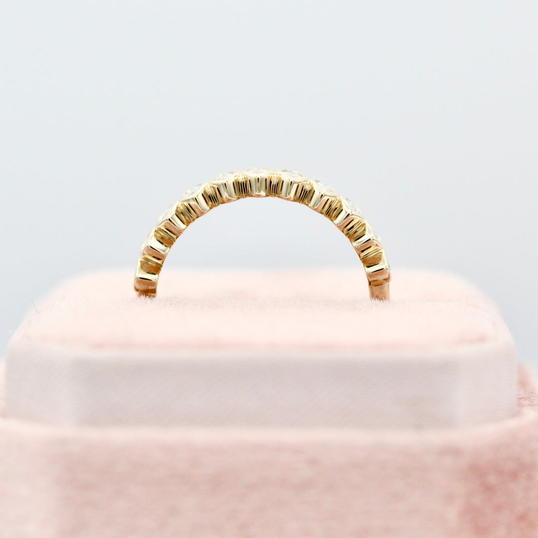 The Sammy Wedding Band Marquise in Yellow Gold Profile View