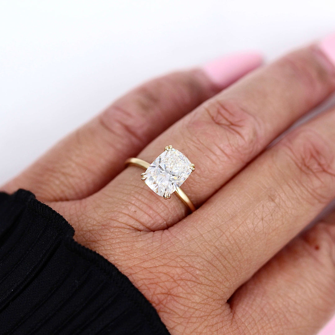 The Serena Ring (Elongated Cushion) in Yellow Gold with Lab