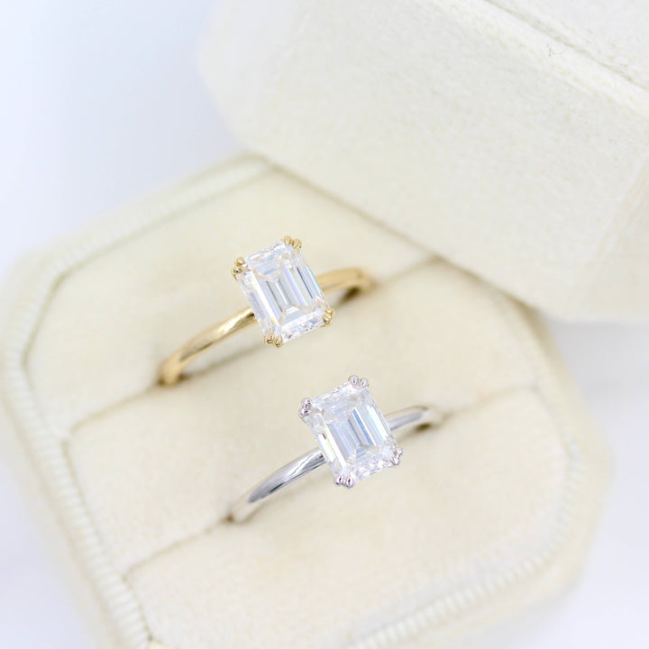 Ready to Ship Ring 14k Yellow Gold The Serena Ring (Emerald) in Yellow Gold with 1.75ct Moissanite