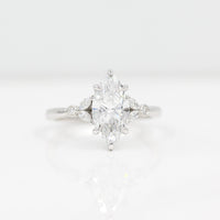 The Sophia Ring (Marquise) in white gold against a white background