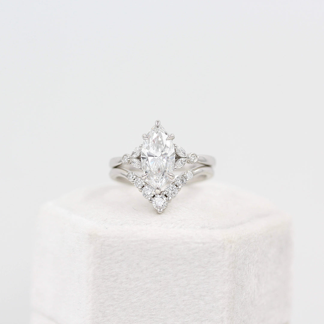 Ready to Ship Ring 14k White Gold Graduated Diamond V-Band in White Gold