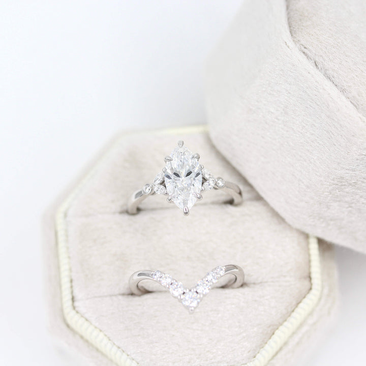 Ready to Ship Ring 14k White Gold Graduated Diamond V-Band in White Gold