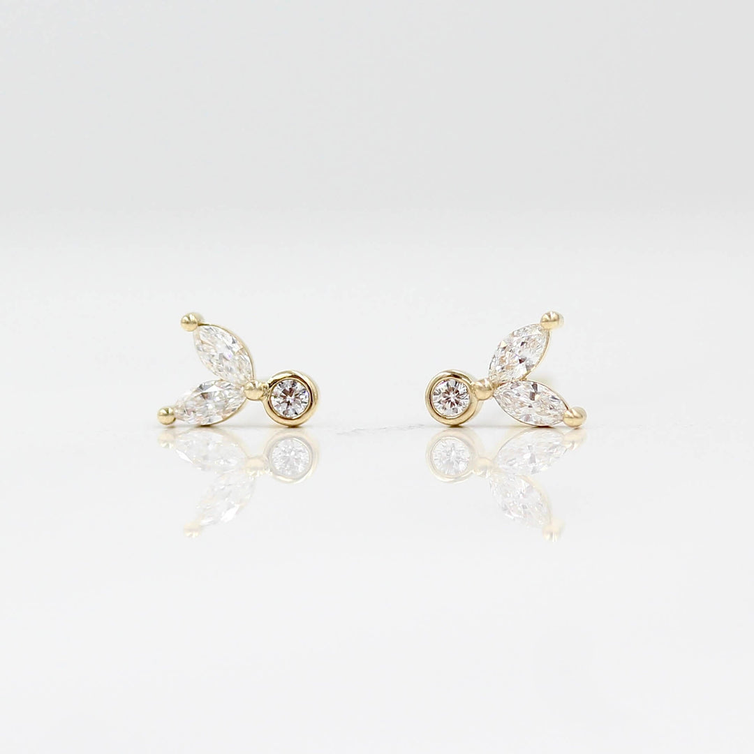 The Sophia Earrings in Yellow Gold against a white background