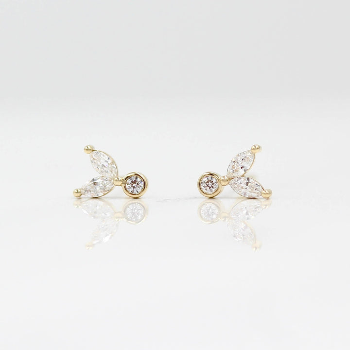 The Sophia Earrings in Yellow Gold against a white background