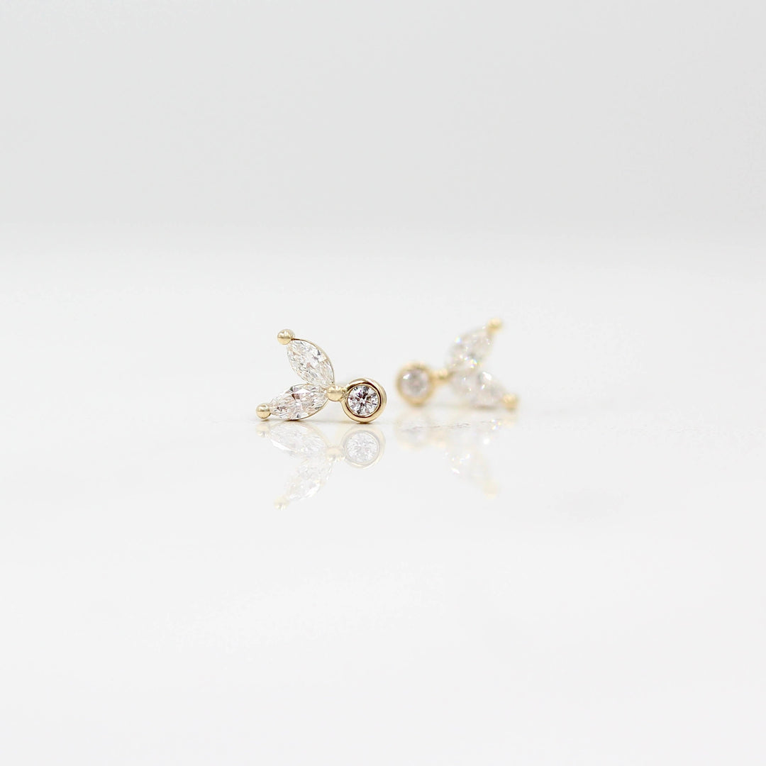 The Sophia Earrings in Yellow Gold against a white background