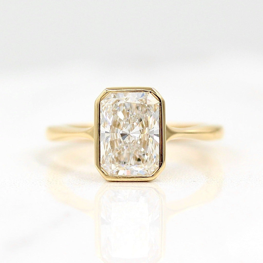 2ct radiant lab-grown diamond engagement ring with delicate pinched band