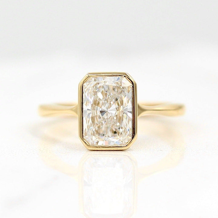 2ct radiant lab-grown diamond engagement ring with delicate pinched band