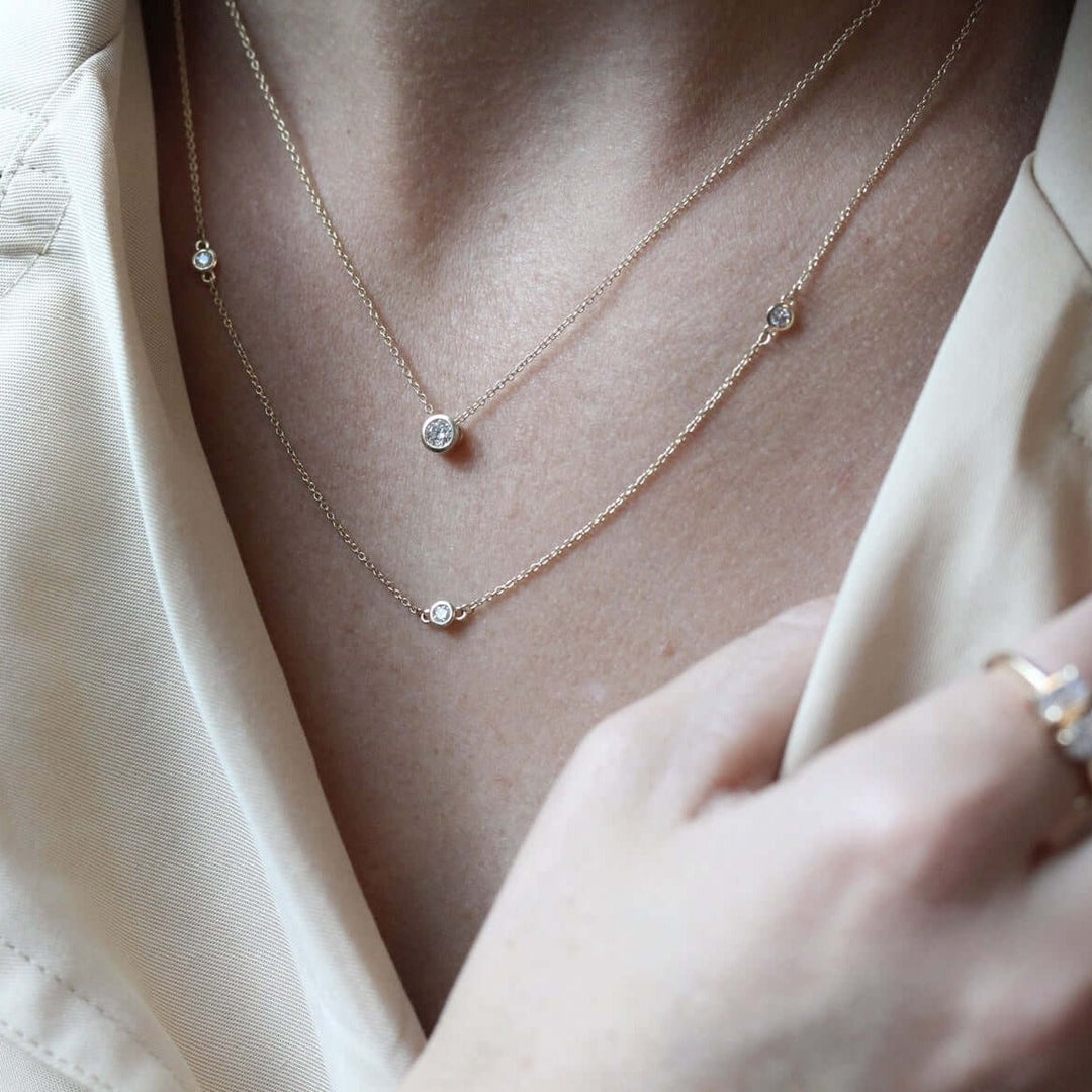 Necklace 14k Yellow Gold / 1/4ct 1/4ct Diamond Bezel Necklace in Yellow Gold
