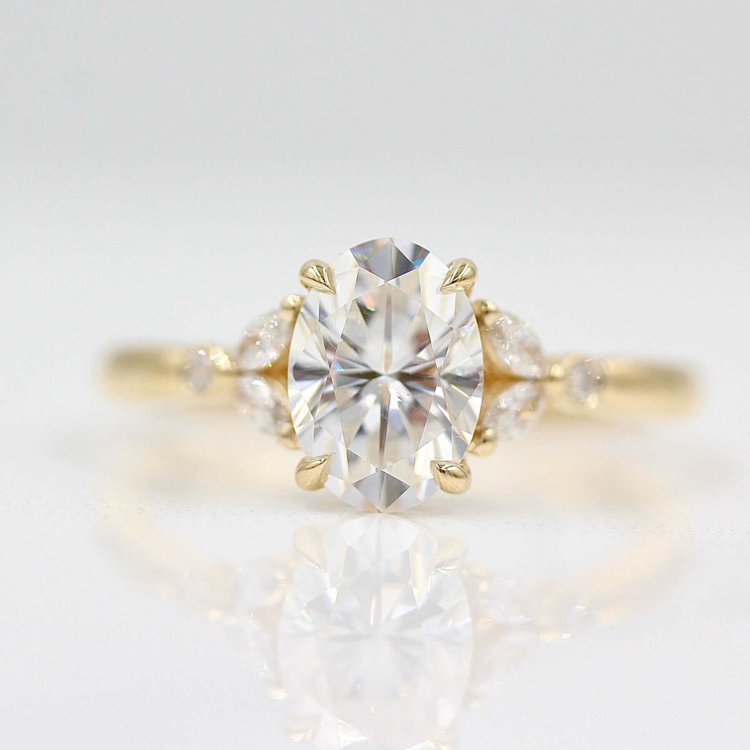 The Sophia Ring - Lab Grown Diamond in yellow gold against a white background