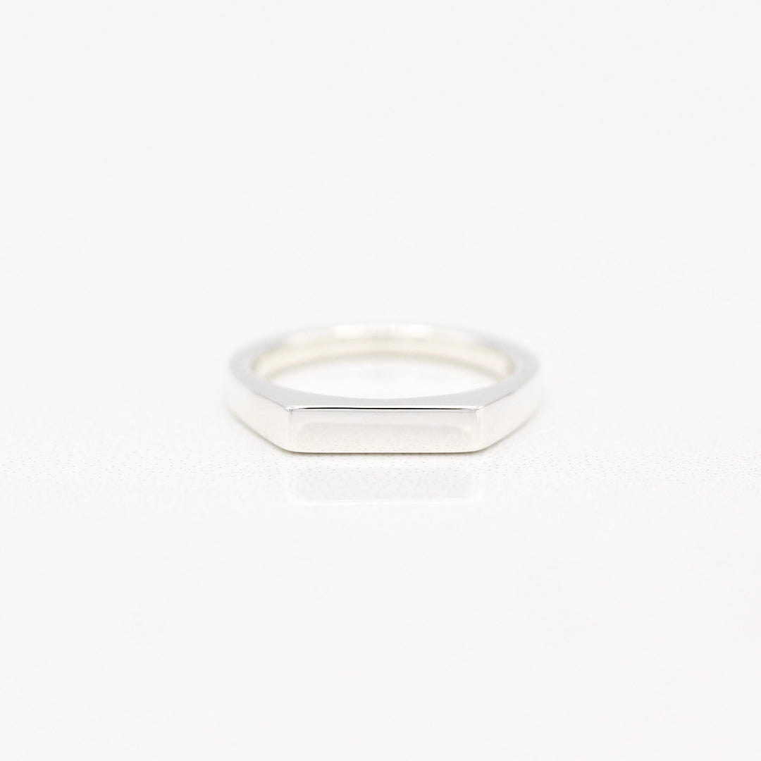 Sterling Silver Bar Signet Ring on a White background
