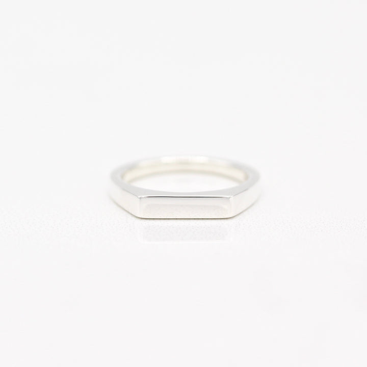 Sterling Silver Bar Signet Ring on a White background
