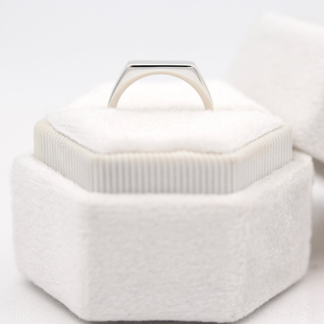 The Eleanor Pinky Ring in Sterling Silver in a White Velvet Ring Box