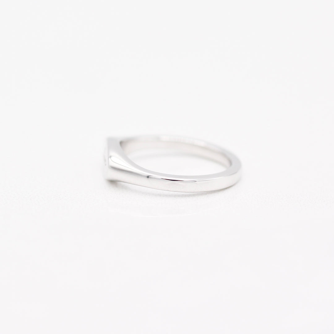 A side view of a Sterling Silver Signet Pinky Ring