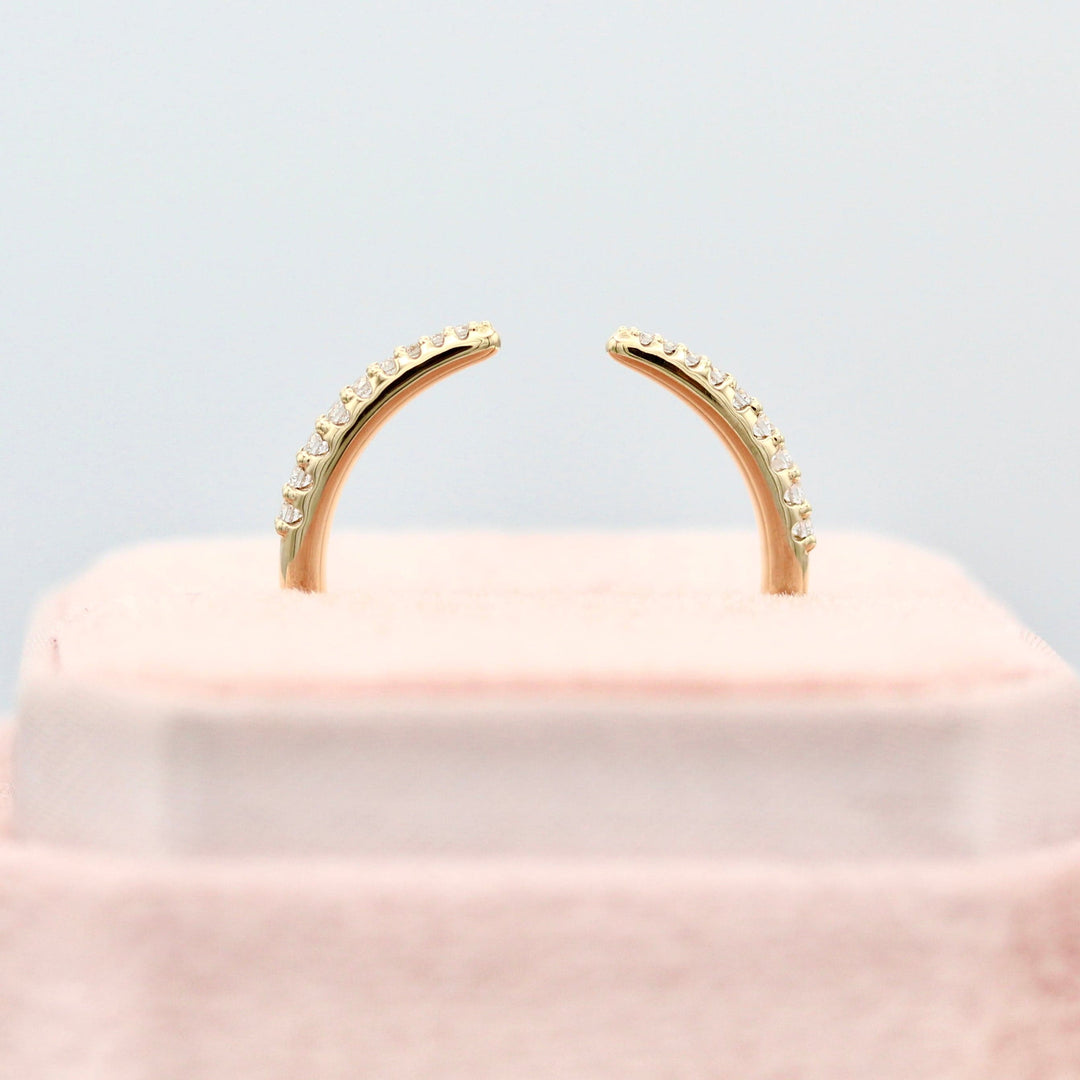 The Open Phoebe Wedding Band Profile View in a Pink Ring Box