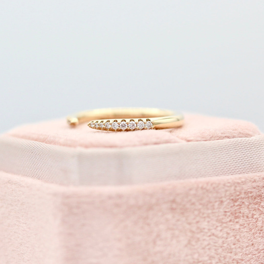 Diamond Pave Wedding Band on a Pink Velvet Ring Box