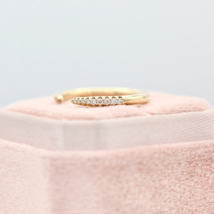 Diamond Pave Wedding Band on a Pink Velvet Ring Box
