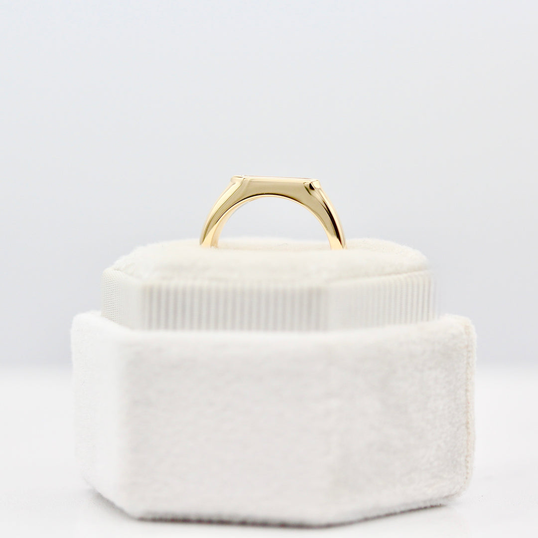 The Rowan Pinky Ring Profile view in a White Ring Box