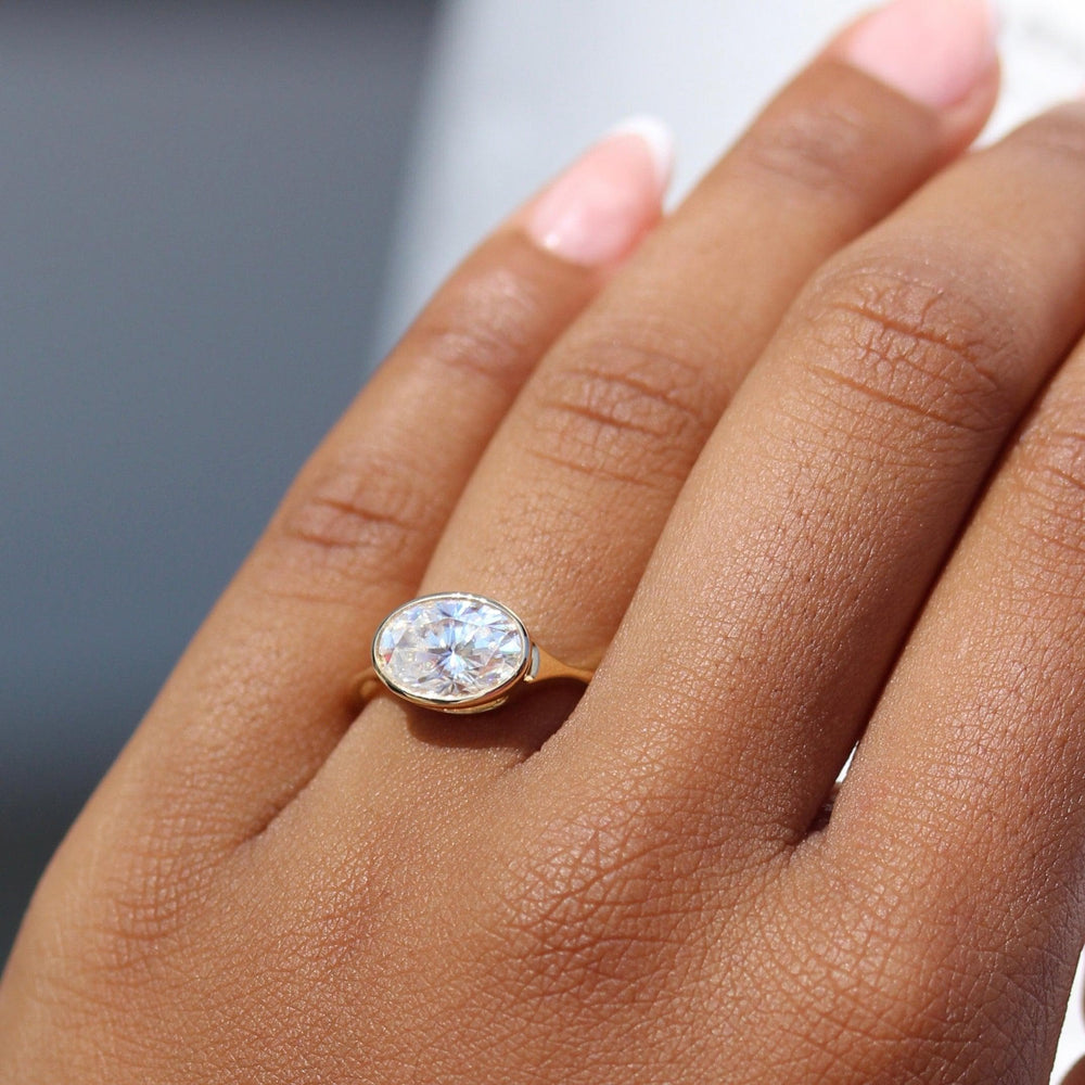 Oval Engagement Ring (East - West) on a Hand