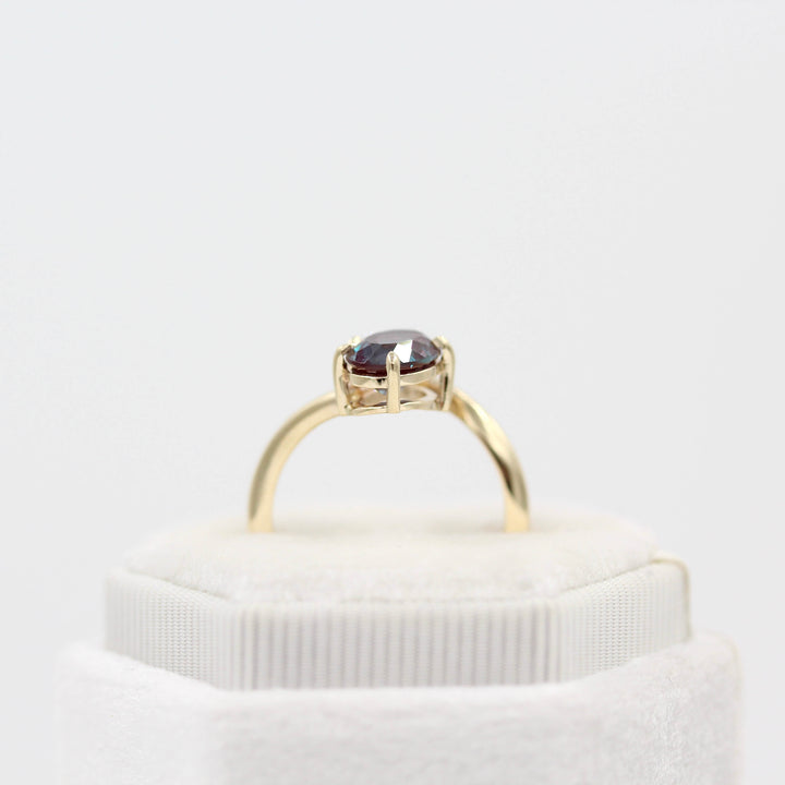 Ready to Ship Ring 14k Yellow Gold Toi et Moi Diamond and Alexandrite Bypass Ring in Yellow Gold