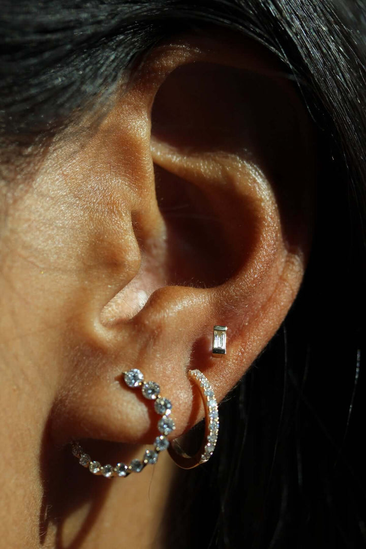 Trio of lab grown diamond hoops and earrings