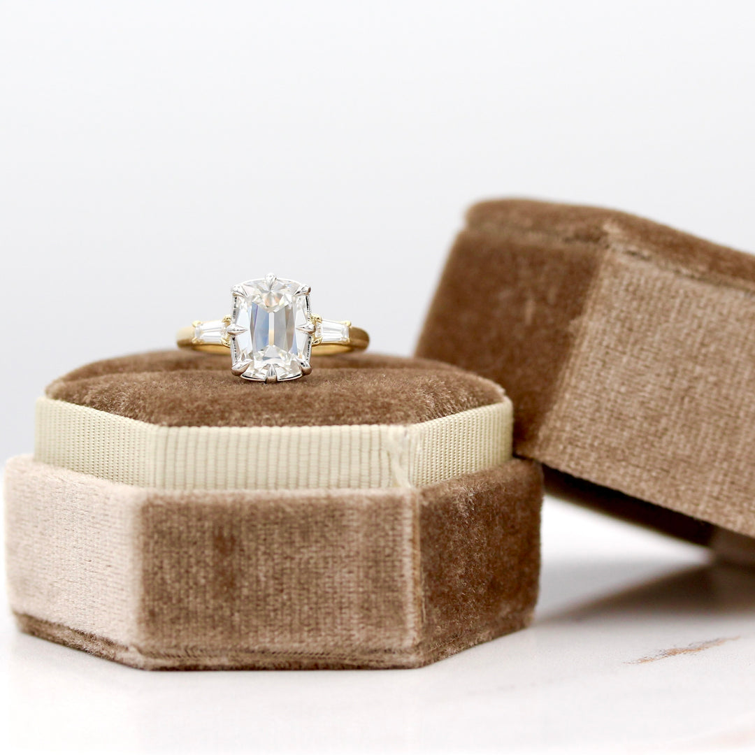 The Vera Engagement Ring in 18k Yellow Gold and Platinum with 3.04ct Old Mine Cut Lab-Grown Diamond