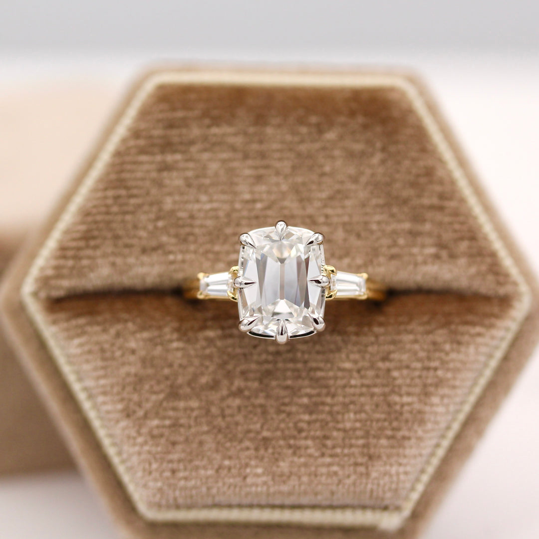 The Vera Engagement Ring in 18k Yellow Gold and Platinum with 3.04ct Old Mine Cut Lab-Grown Diamond