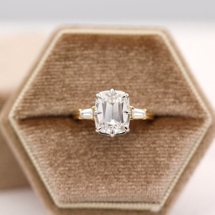 The Vera Engagement Ring in 18k Yellow Gold and Platinum with 3.04ct Old Mine Cut Lab-Grown Diamond