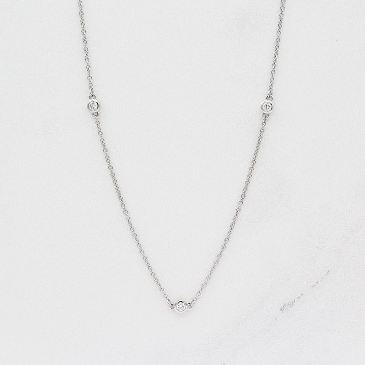 The Diamond Station Necklace in White Gold