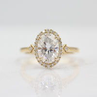 Casey Ring (Oval) in Yellow Gold with 2ct Moissanite on white background